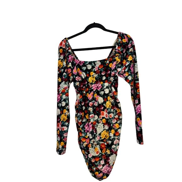 Wild Fable black floral velour mini dress M - Picture 2 of 6